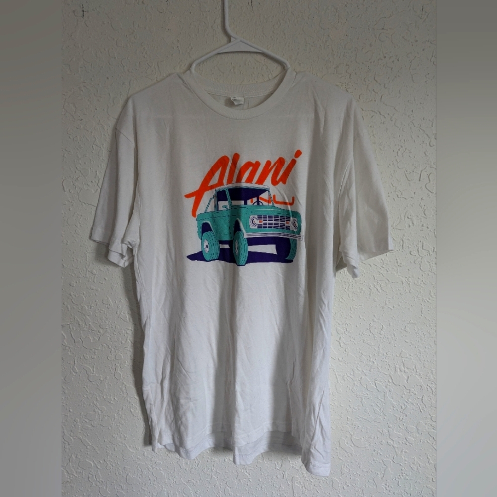 Alani Nu White Graphic T-Shirt with Vintage Car Design